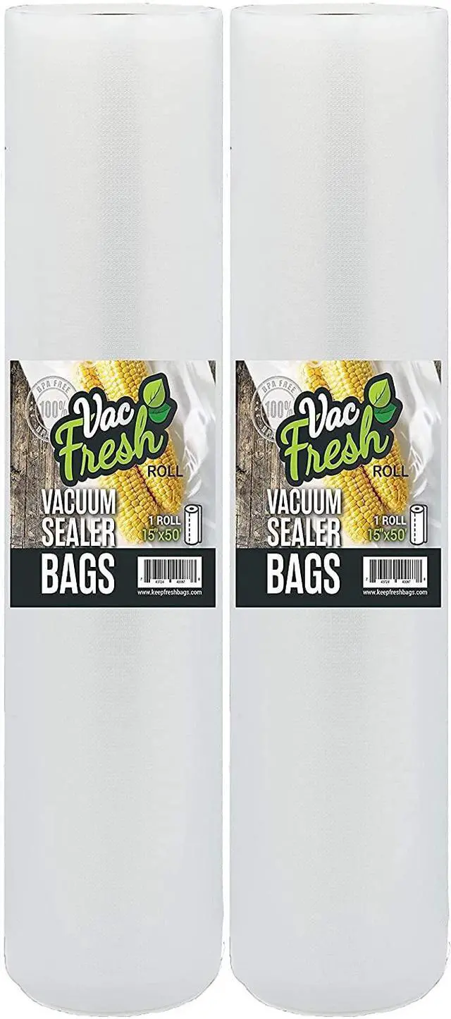 Main image of 15x50 Vacuum Sealer Rolls, Large Vacuum Seal Bags 3.5 mil Thick, 15 inches Wide x 50 Feet Long, Vacuum Seal Bags Roll for Food Storing, Meal Prep, Sous Vide Cooking, Bulk Storage, 2 Rolls