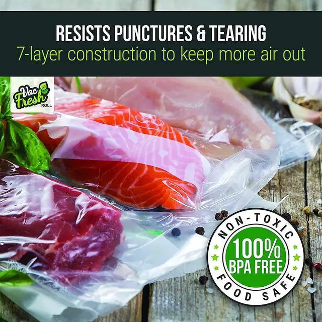 Alt view image 3 of 7 - 15x50 Vacuum Sealer Rolls, Large Vacuum Seal Bags 3.5 mil Thick, 15 inches Wide x 50 Feet Long, Vacuum Seal Bags Roll for Food Storing, Meal Prep, Sous Vide Cooking, Bulk Storage, 2 Rolls