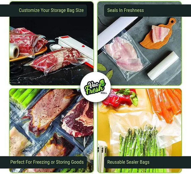 Alt view image 4 of 7 - 15x50 Vacuum Sealer Rolls, Large Vacuum Seal Bags 3.5 mil Thick, 15 inches Wide x 50 Feet Long, Vacuum Seal Bags Roll for Food Storing, Meal Prep, Sous Vide Cooking, Bulk Storage, 2 Rolls