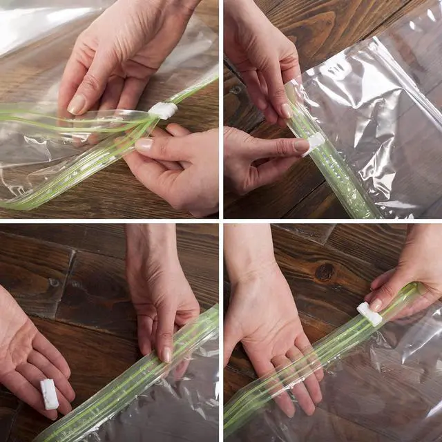 Alt view image 7 of 7 - 8 Travel Space Saver Bags - No Vacuum or Pump - for Clothes - Reusable - Luggage Compression - Set of 4 L and 4 M Sacks - Transparent