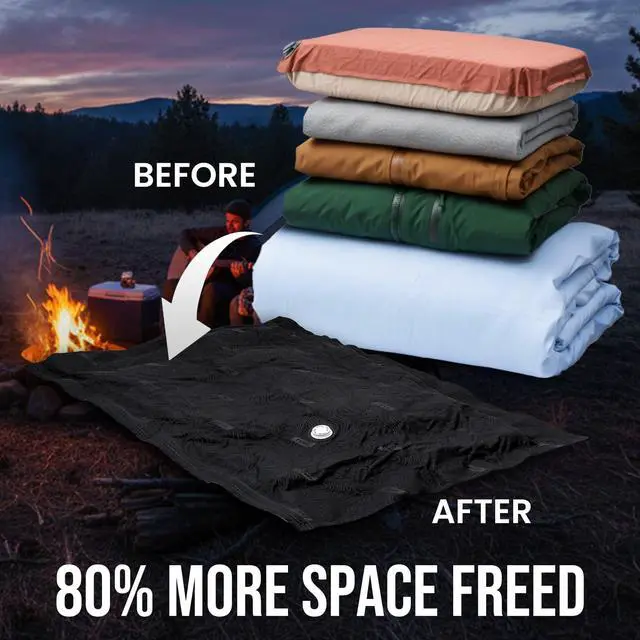Alt view image 5 of 7 - Outdoor Vacuum Storage Bags 3 Pack, Travel Compression Bags (39x29 inch), Tear-Proof Vacuum Seal for Camping, Cushion, Clothing, Waterproof, Wearproof, Punctureproof