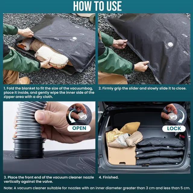 Alt view image 6 of 7 - Outdoor Vacuum Storage Bags 3 Pack, Travel Compression Bags (39x29 inch), Tear-Proof Vacuum Seal for Camping, Cushion, Clothing, Waterproof, Wearproof, Punctureproof