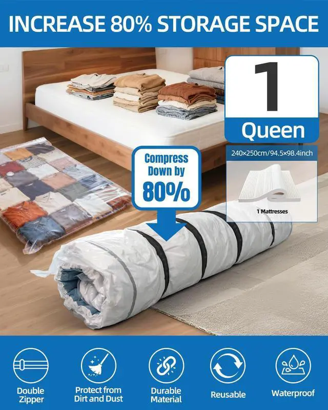 Alt view image 2 of 7 - Vacuum Bag for Moving, Vacuum Seal Bag Heavy Duty Storage Bag (1 Queen/Full/Full-XL)