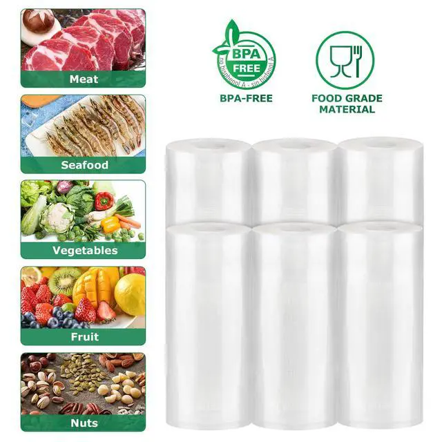 Alt view image 7 of 7 - Vacuum Sealer Bags Food Rolls 6 Packs - 8" x 20' & 11" x 20'