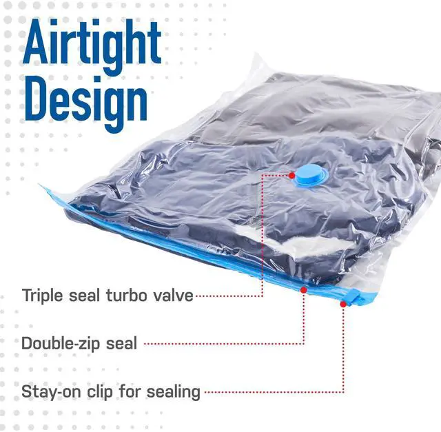 Alt view image 4 of 7 - Vacuum Storage Bags with Hand Pump - Vacuum Seal Bags for Clothing, Comforters, Blankets - Reusable Compression Bags for Travel, Moving, Organization - 2S, 2M, 2L, 2XL Sizes - Pack of 8