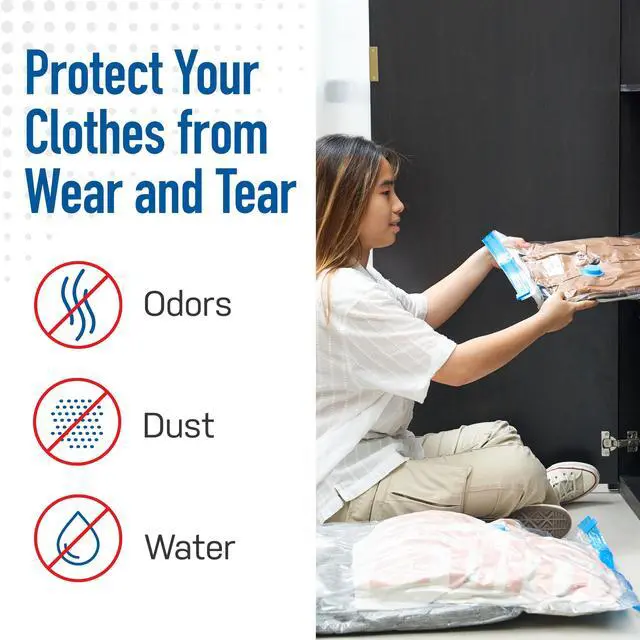 Alt view image 6 of 7 - Vacuum Storage Bags with Hand Pump - Vacuum Seal Bags for Clothing, Comforters, Blankets - Reusable Compression Bags for Travel, Moving, Organization - 2S, 2M, 2L, 2XL Sizes - Pack of 8