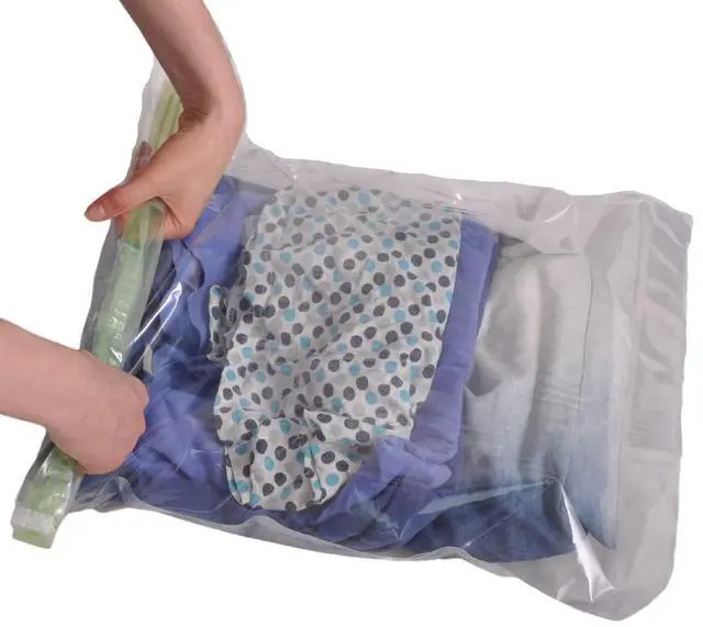 Alt view image 2 of 7 - 12 Space Saver Storage Bags for Clothes for Travel - Compression, no Vacuum Sacks - Luggage Accessories