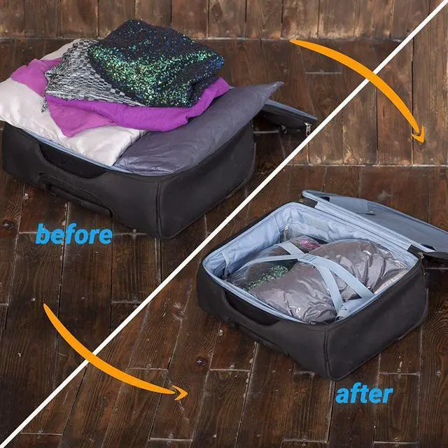 Alt view image 5 of 7 - 12 Space Saver Storage Bags for Clothes for Travel - Compression, no Vacuum Sacks - Luggage Accessories