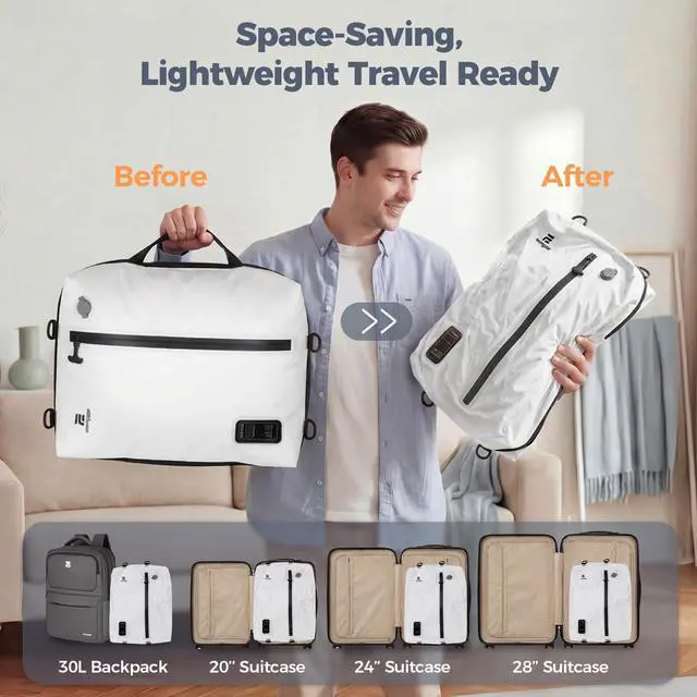 Alt view image 4 of 7 - Travel Vacuum Bags with Built-in Pump, White