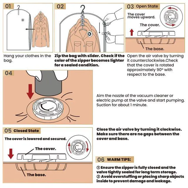Alt view image 6 of 6 - Hanging Vacuum Storage Bags, 6 Pack Large Hanging Vacuum Seal Garment Bags for Clothing, Space Saver for Clothes, Suits, Dresses, Jackets, Clothing Storage for Moving Supplies(6 Long)