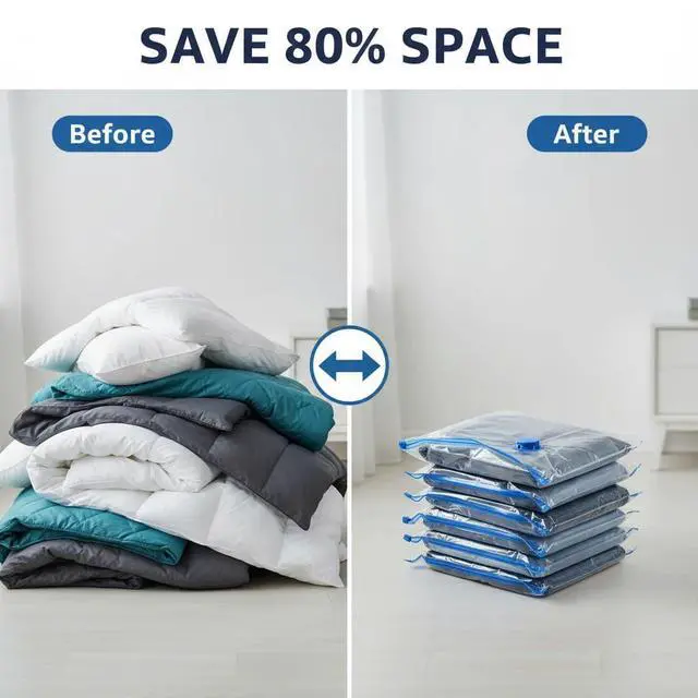Alt view image 2 of 5 - 21Piece Clothing Vacuum Storage Bags Bundle, SpaceSaving Compression Seal Bags for Bedding Storage, Moving and Travel