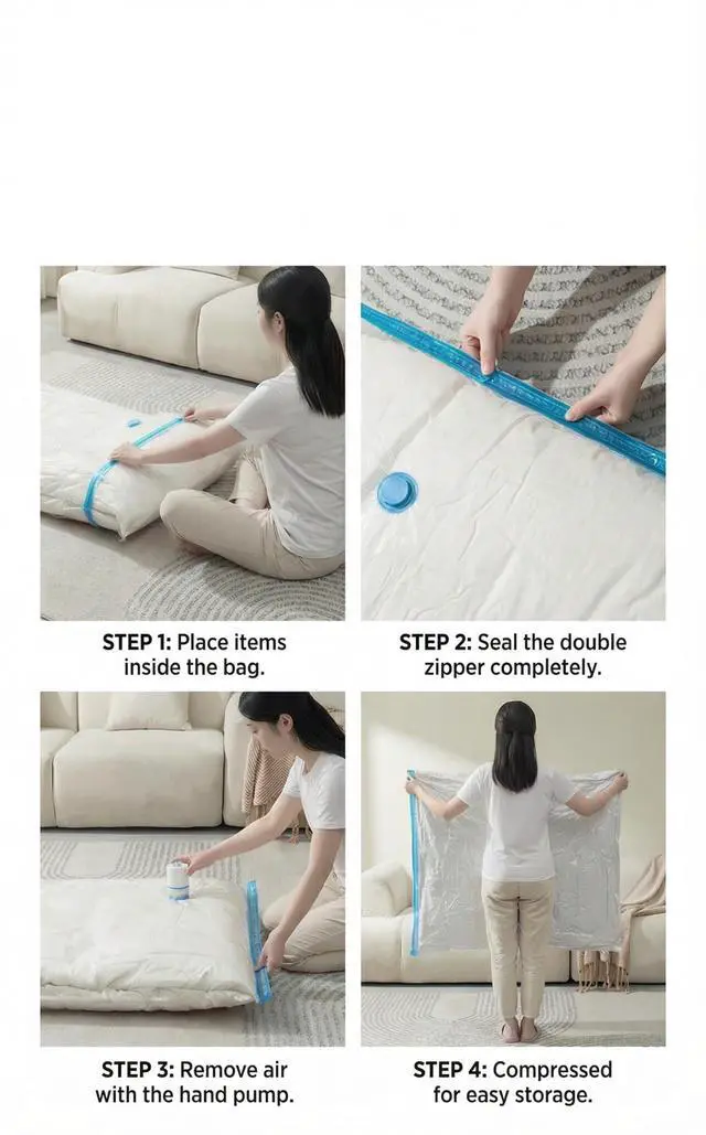 Alt view image 3 of 5 - 21Piece Clothing Vacuum Storage Bags Bundle, SpaceSaving Compression Seal Bags for Bedding Storage, Moving and Travel