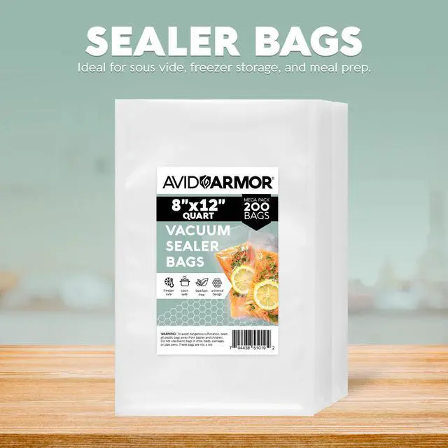 Alt view image 2 of 7 - Vacuum Sealer Bags 200 Quart 8x12" For Food Saver, Commercial Grade, BPA Free, Heavy Duty, Pre-cut, for Vac Storage, Meal Prep, Sous Vide, or Dehydrated Freeze Dried Foods