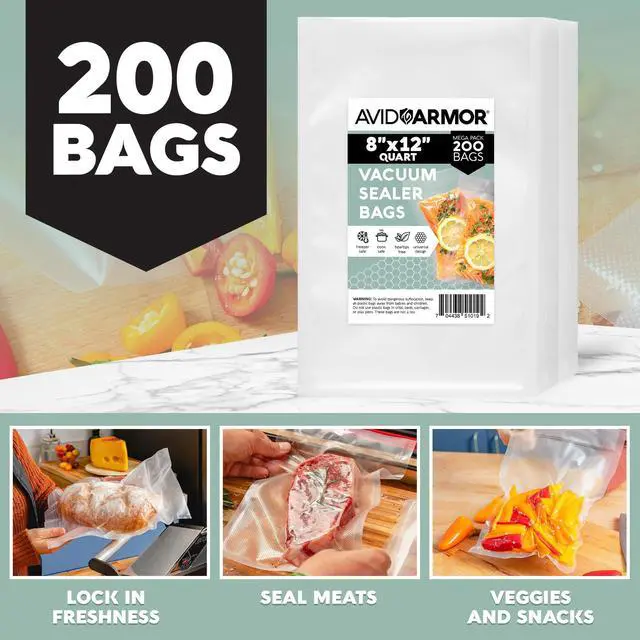 Alt view image 6 of 7 - Vacuum Sealer Bags 200 Quart 8x12" For Food Saver, Commercial Grade, BPA Free, Heavy Duty, Pre-cut, for Vac Storage, Meal Prep, Sous Vide, or Dehydrated Freeze Dried Foods