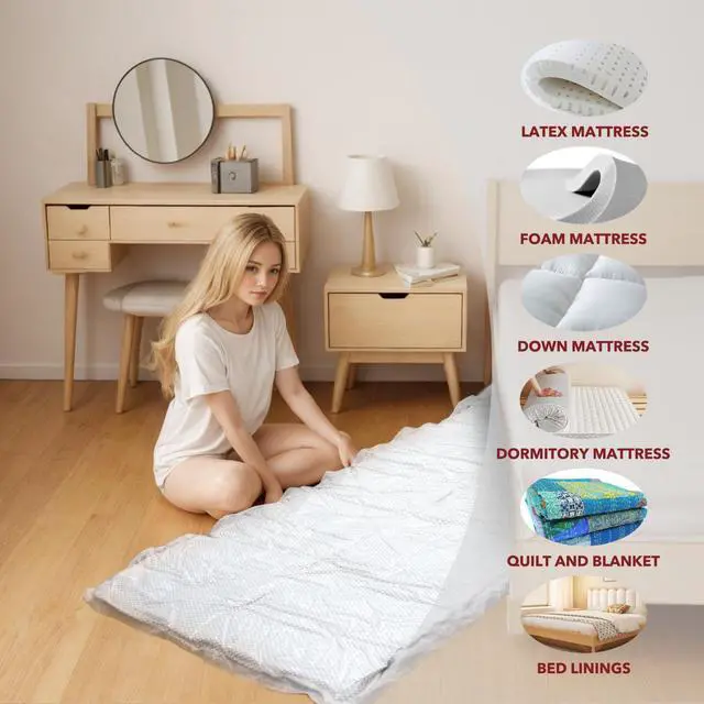 Alt view image 4 of 7 - Queen/Full/Full-XL Mattress Vacuum Bag for Moving and Storage, Vacuum Seal Compression Bag for Queen and Full Size Mattresses, Heavy Duty Mattress Bag for Storage, with Sealing Clip and 5 Straps
