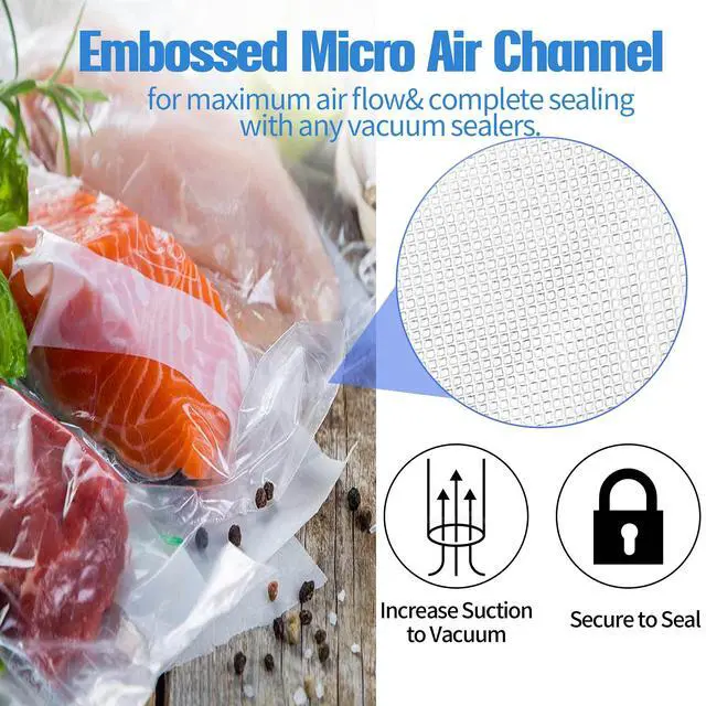 Alt view image 2 of 5 - 200 Vacuum Sealer Bags For Food, 8x12 Inch Thick BPA Free Vacuum Sealer Storage Bags, Compatible with All Vac Machines, Food Saver, Seal a Meal, Weston, Commercial Grade Precut Prep Sous Vide Bags
