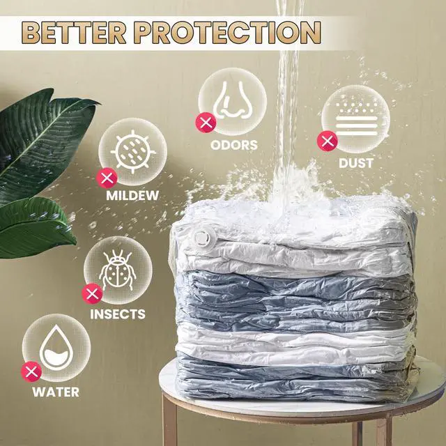 Alt view image 6 of 7 - 6 Pack Vacuum Storage Bags, Cube Space Saver Bags Combo (3 Jumbo +3 Medium), Vacuum Seal Bags for Bedding, Clothing, Comforters, Blankets, No Pump Compression Cube, 2 Size, Cream