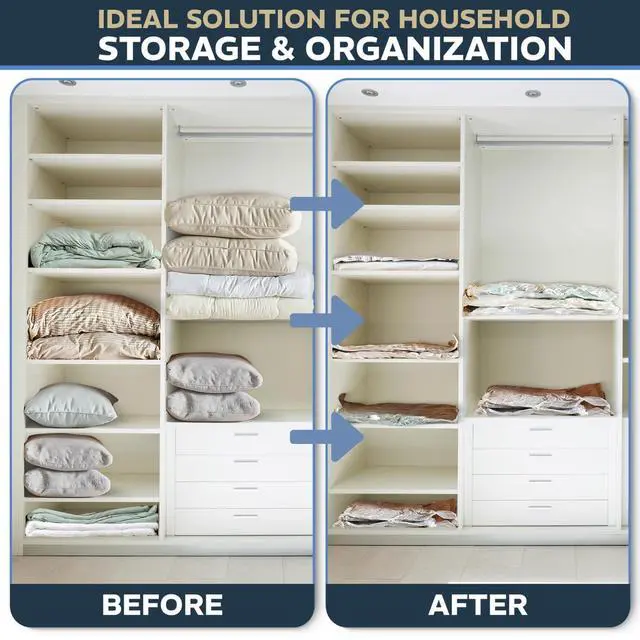 Alt view image 7 of 7 - 8 Pack Vacuum Storage Bags 4 XXL & 4 Jumbo Vacuum Seal Bags for Blankets, Comforters, Clothing & Bedding - Space Saver Compression Bags