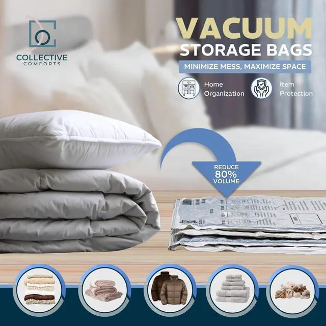 Alt view image 3 of 7 - 8 Pack Vacuum Storage Bags 4 XXL & 4 Jumbo Vacuum Seal Bags for Blankets, Comforters, Clothing & Bedding - Space Saver Compression Bags