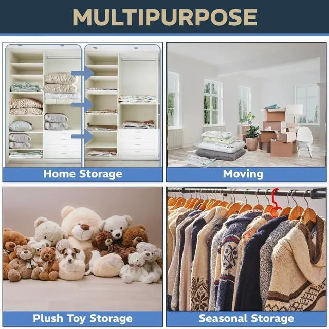 Alt view image 6 of 7 - 8 Pack Vacuum Storage Bags 4 XXL & 4 Jumbo Vacuum Seal Bags for Blankets, Comforters, Clothing & Bedding - Space Saver Compression Bags
