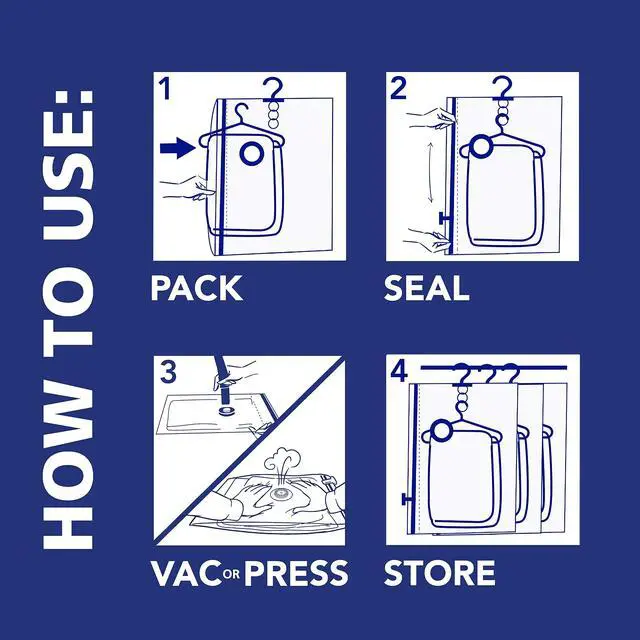Alt view image 4 of 7 - Hanging Compression Bags 3 Extra Long Vacuum Garment Storage Bags for Clothes, Travel, Closet Organization (60 X 27 Inches) (X-Large)