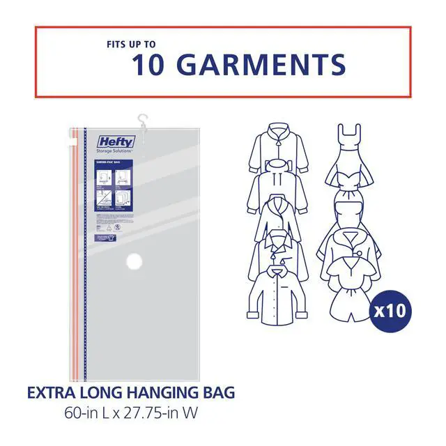 Alt view image 5 of 7 - Hanging Compression Bags 3 Extra Long Vacuum Garment Storage Bags for Clothes, Travel, Closet Organization (60 X 27 Inches) (X-Large)