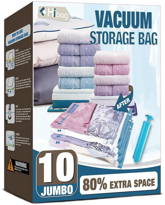 Main image of 10 Jumbo Vacuum Storage Bags for Bedding, Vacuum Seal Bags for Clothing