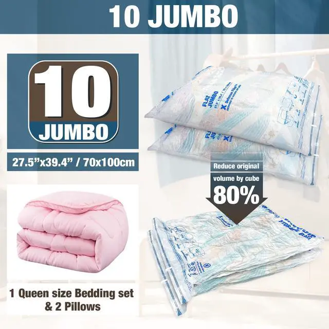 Alt view image 2 of 6 - 10 Jumbo Vacuum Storage Bags for Bedding, Vacuum Seal Bags for Clothing