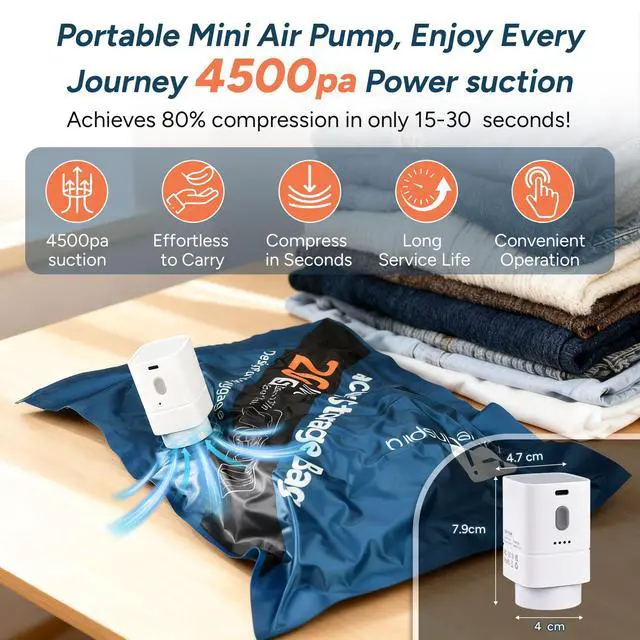 Alt view image 4 of 7 - Vacuum Storage Bag with Wireless Pump for Carry On Checked Luggage 2S/2M/2L