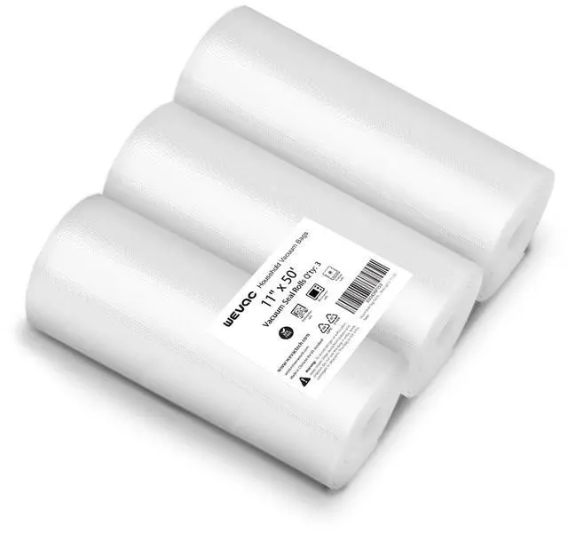 Main image of 11" x 50' 3 Rolls, Vacuum Sealer Rolls Bags for Food, Great for Food Storage, Sous Vide and Meal Prep, Wevac Lite