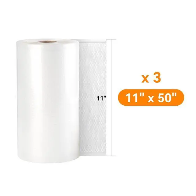 Alt view image 2 of 7 - 11" x 50' 3 Rolls, Vacuum Sealer Rolls Bags for Food, Great for Food Storage, Sous Vide and Meal Prep, Wevac Lite