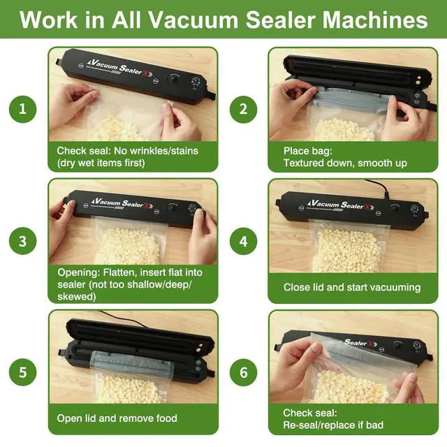 Alt view image 5 of 7 - Vacuum Sealer Bags for Food, 200pcs Food Saver Seal Bags Quart 8" x 12", BPA Free Precut Commercial Grade, Puncture Resistant for Meal Prep, Sous Vide, Freezer