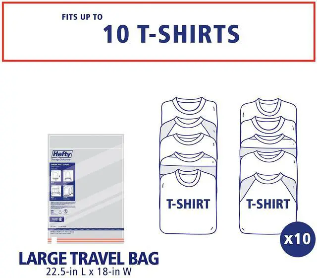 Alt view image 3 of 5 - Shrink-Pak Large Travel Bags - Airtight Storage Bags for Maximum Space Saving, Travel Essentials, Ideal for Packing, Durable, Reliable Compression with Sealed Protection