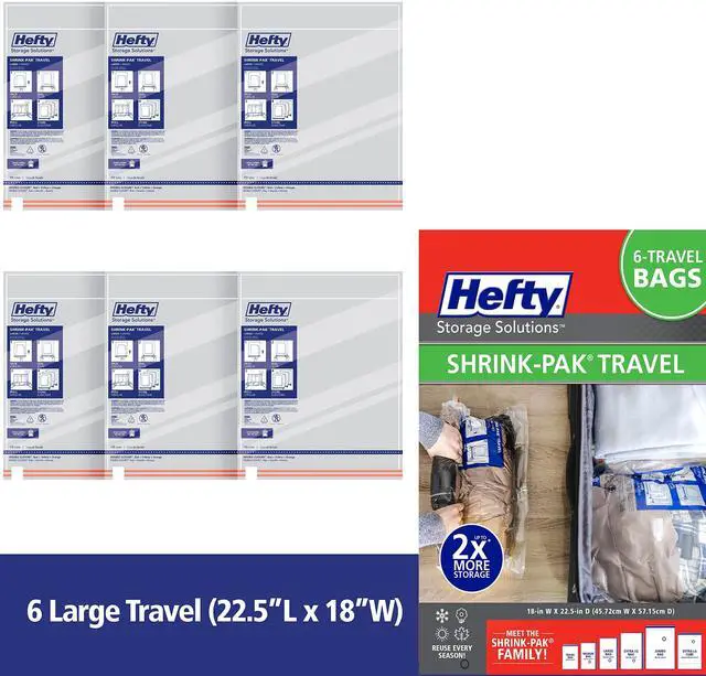 Alt view image 4 of 5 - Shrink-Pak Large Travel Bags - Airtight Storage Bags for Maximum Space Saving, Travel Essentials, Ideal for Packing, Durable, Reliable Compression with Sealed Protection