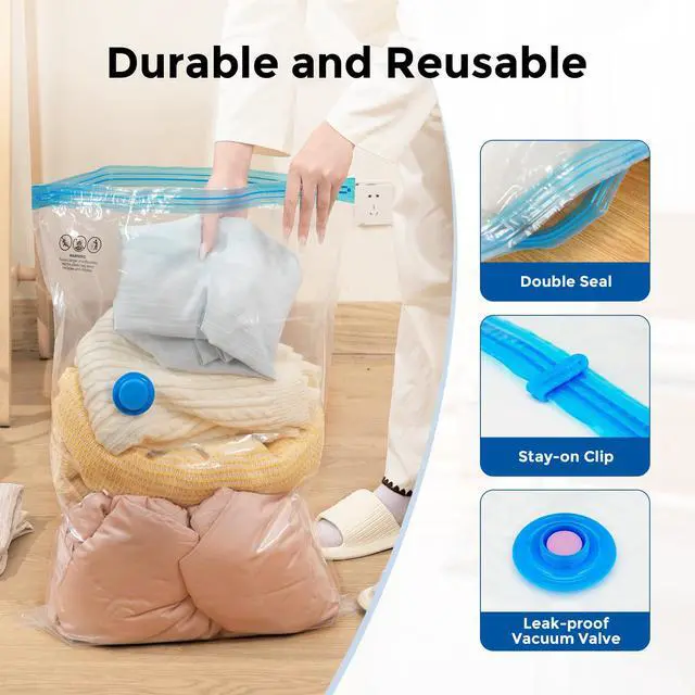 Alt view image 4 of 6 - Vacuum Storage Bags for Travel, Vacuum Seal Bags for Clothes and Travel, Space Saver Bags in Multiple Carry-On Sizes, Perfect for Luggage and Suitcases, 20 Combo