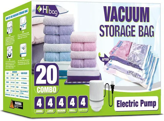 Main image of Vacuum Storage Bags with Electric Pump, Vacuum Seal Bags for Clothing, Pillows, Blanket Bedding Comforters, 20 pack
