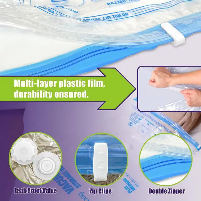Alt view image 7 of 7 - Vacuum Storage Bags with Electric Pump, Vacuum Seal Bags for Clothing, Pillows, Blanket Bedding Comforters, 20 pack