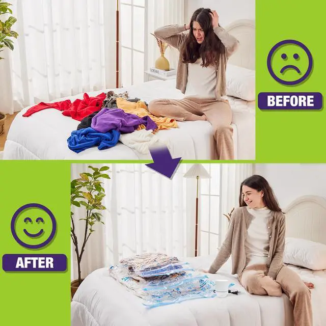 Alt view image 5 of 7 - Vacuum Storage Bags with Electric Pump, Vacuum Seal Bags for Clothing, Pillows, Blanket Bedding Comforters, 20 pack