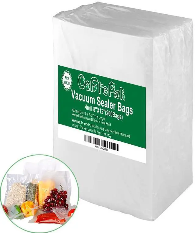 Main image of 200 Quart Size 8" x 12" 4mil Thick Vacuum Sealer Bags with BPA Free and Puncture Prevention,Vacuum Seal Freezer Bags,Great for Sous Vide Vaccume Sealer PreCut Bags