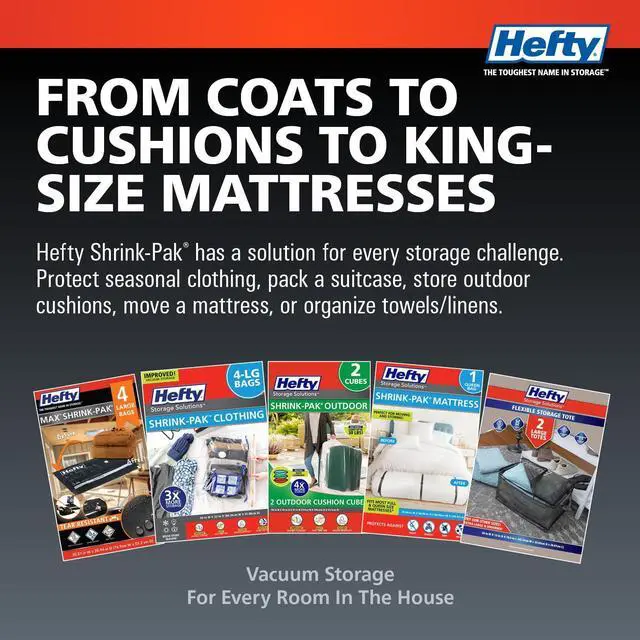 Alt view image 7 of 7 - Hefty MAX Shrink-Pak Vacuum Seal Storage Bags for Clothing, Travel, Bedding | Tear & Water Resistant, Dual-Valve Space Saver Compression Bags - Large, 4-Pack