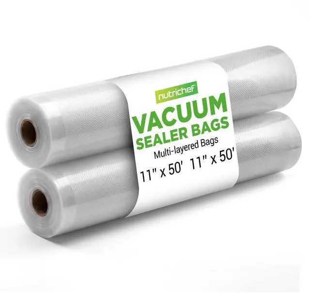 Main image of Vacuum Sealer Bags 11x50 Rolls 2 pack for Food Saver, Seal a Meal, NutriChef, Weston. Commercial Grade, BPA Free, Heavy Duty, Great for vac storage, Meal Prep or Sous Vide