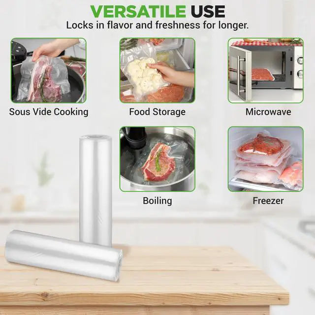Alt view image 4 of 7 - Vacuum Sealer Bags 11x50 Rolls 2 pack for Food Saver, Seal a Meal, NutriChef, Weston. Commercial Grade, BPA Free, Heavy Duty, Great for vac storage, Meal Prep or Sous Vide