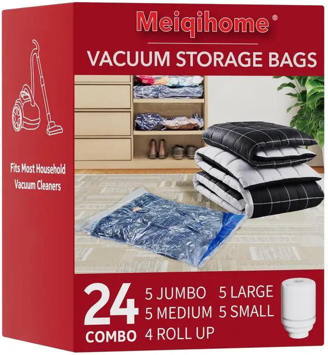 Main image of Vacuum Seal Bags for Clothing Travel & Home Storage, travel vacuum bags with pump, Store Blankets, Comforters, Pillows, Seasonal Clothes Compactly,24 Pack With Electric Pump
