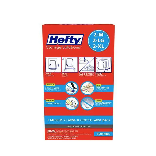 Alt view image 6 of 7 - Shrink-Pak - 2 Medium, 2 Large, 2 XL Vacuum Seal Storage Bags Space Saver Bags for Clothing, Pillows, Towels, or Blankets, 6 Pc Set