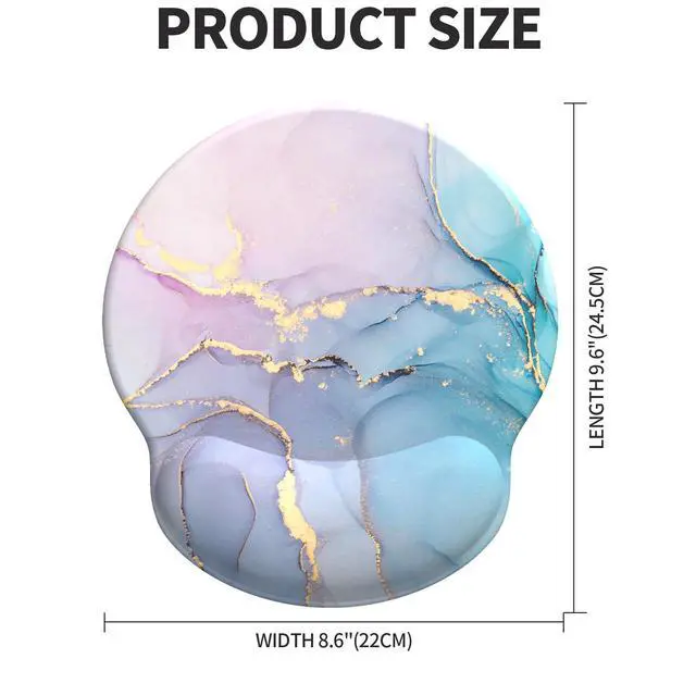 Alt view image 7 of 7 - Mouse Pad with Wrist Rest, Comfortable Computer Mousepad with Gel Wrist Support Smooth Surface and Non-Slip PU Base for Pain Relief, Laptop, Office & Home (Cyan Pink Marble)