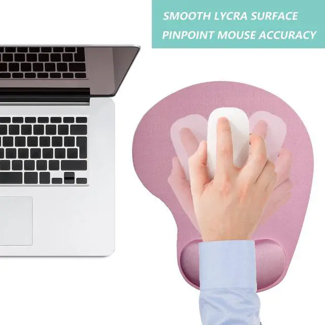 Alt view image 7 of 7 - Mouse Pad with Wrist Support, Ergonomic Mouse Pads with Memory Foam Wrist Rest, Easy Typing Pain Relief, Comfortable Home Office Computer Wrist Support Pads for Working Studying Gaming, Pink