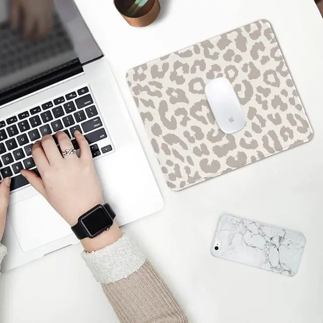 Alt view image 4 of 7 - Grey Leopard Mouse Pad, Mouse Mat Square Waterproof Mouse Pad Non-Slip Rubber Base Mouse Pads for Office Laptop,9.5"x7.8"x0.12" Inch