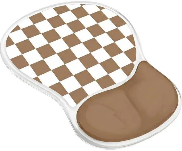 Main image of Mouse Pad with Gel Wrist Rest for Mouse Ergonomic Mouse Wrist Rest Non-Slip Silicone Cool Clear Checkered Mousepad with Wrist Support for Computer Gaming Laptop Home Office Desk Accessory Brown Plaid