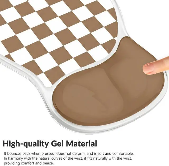 Alt view image 6 of 7 - Mouse Pad with Gel Wrist Rest for Mouse Ergonomic Mouse Wrist Rest Non-Slip Silicone Cool Clear Checkered Mousepad with Wrist Support for Computer Gaming Laptop Home Office Desk Accessory Brown Plaid