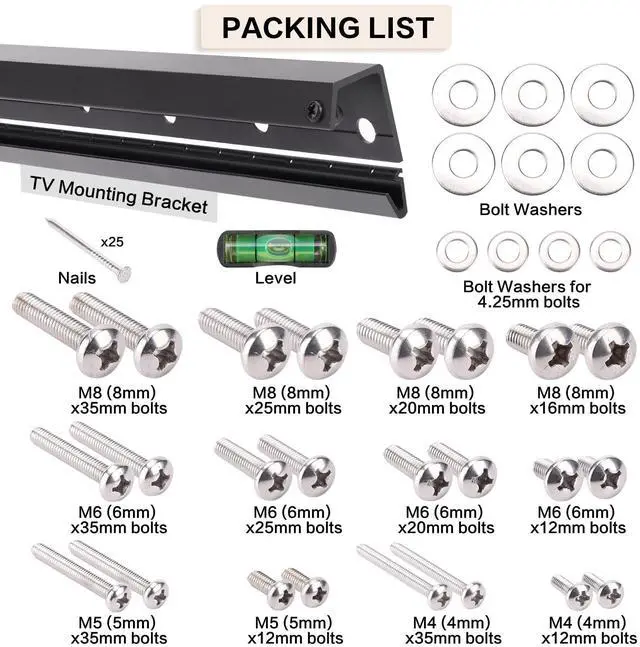 Alt view image 6 of 7 - No Drill Drywall TV Mount, No Stud TV Wall Mount for Most Brand 22-55 Inch TVs up to 100 lbs, Easy Install No Stud Studless TVs Wall Mount, Include All Hardware- Level Bubble Meter
